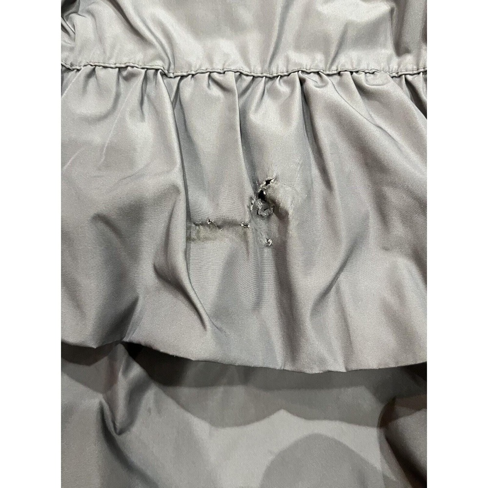 Burberry London Double Breasted Belted Gray Green Ruffled Trench Coat Sz US 6 - Picture 6 of 16
